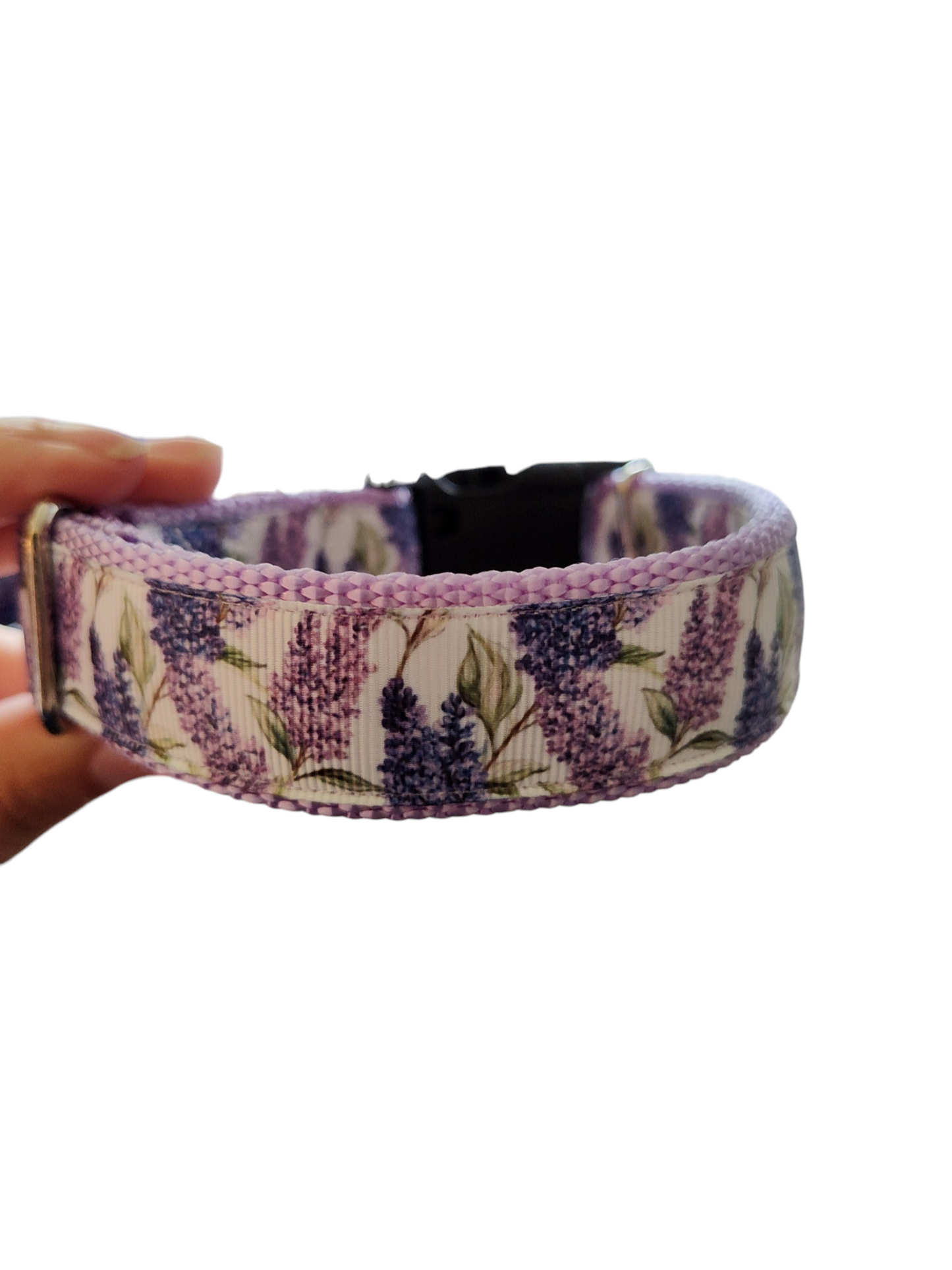 Lilac Flowers Nylon Dog Collar