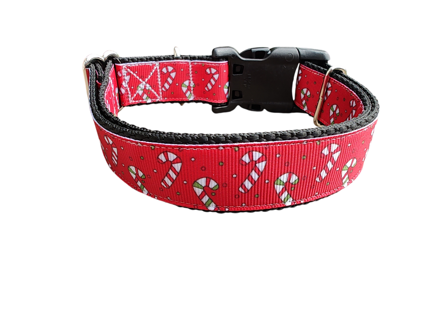 Christmas Candy Canes Nylon Dog Collar