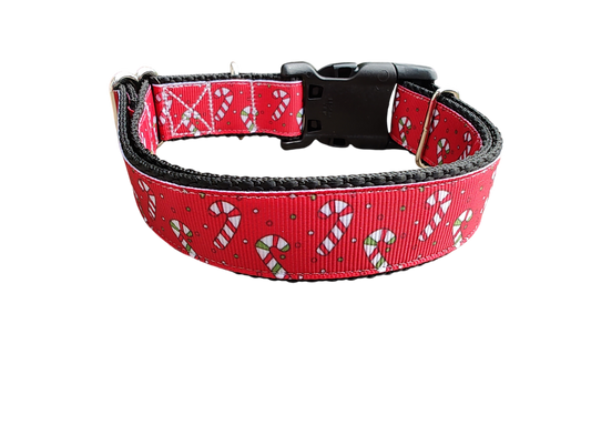 Christmas Candy Canes Nylon Dog Collar