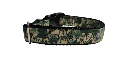 Asshole Green Camoflage Nylon Dog Collar