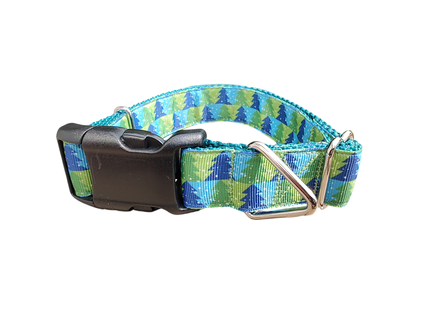 Green And Blue Trees Nylon Dog Collar