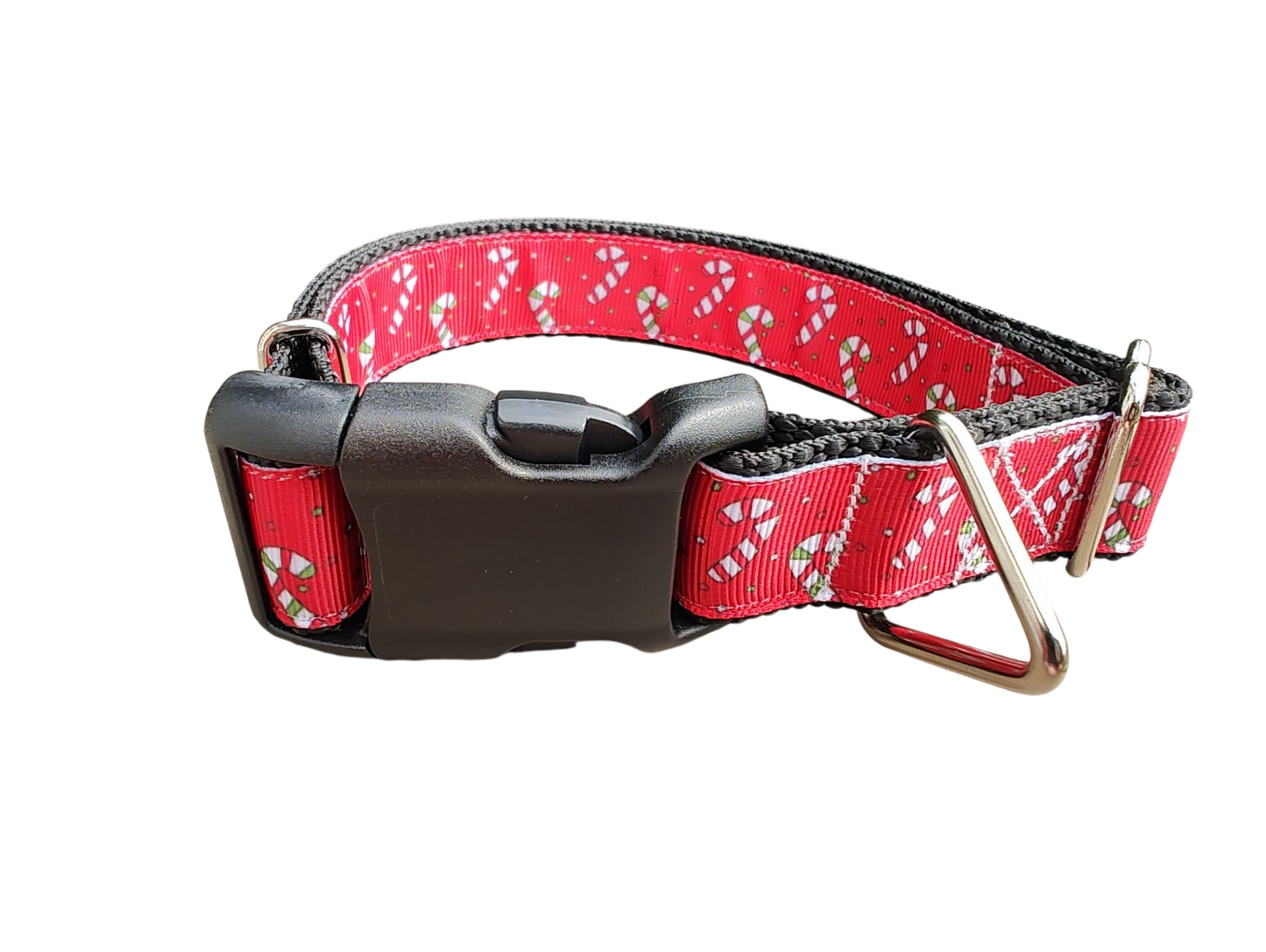 Christmas Candy Canes Nylon Dog Collar