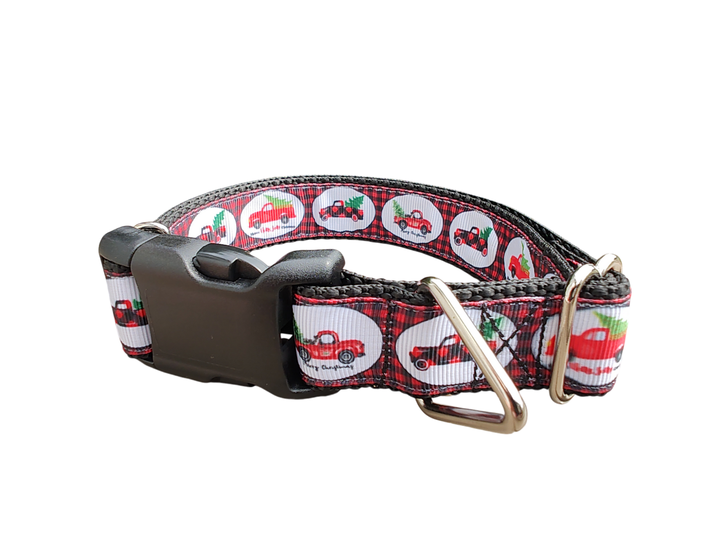 Christmas Red Truck Nylon Dog Collar