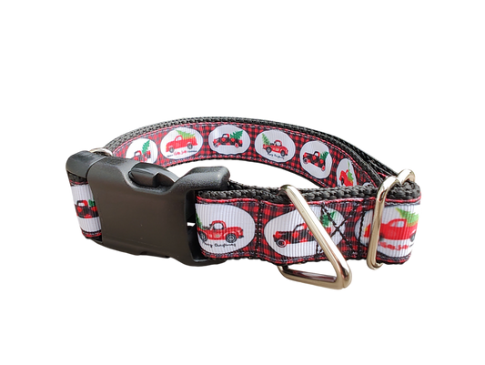 Christmas Red Truck Nylon Dog Collar