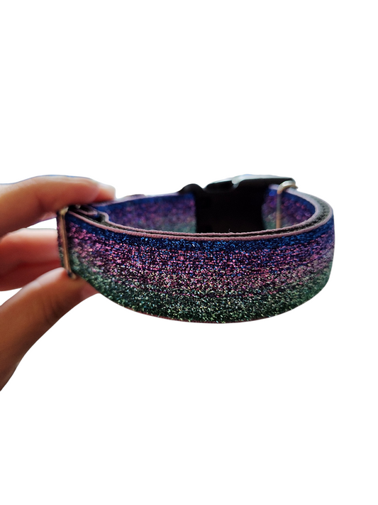 Purple Ombre Glitter Nylon Dog Collar