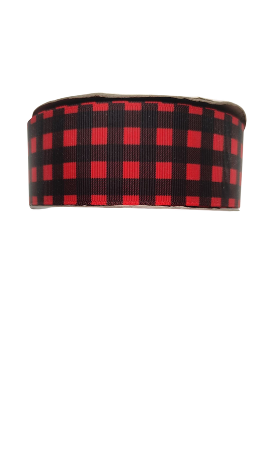 1.5" Wide Red Plaid Nylon Dog Collar