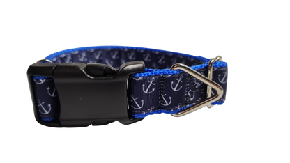 Blue Anchors Nylon Dog Collar