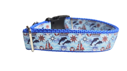 Dolphins at Sea Nylon Dog Collar
