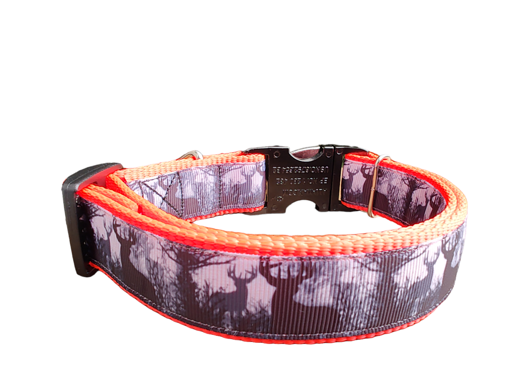 Heavy Duty Hunting Bucks Neon Orange Super Heavy Nylon Dog Collar LG, XL, Leash - Doot's Pet LLC Collars For A Cause