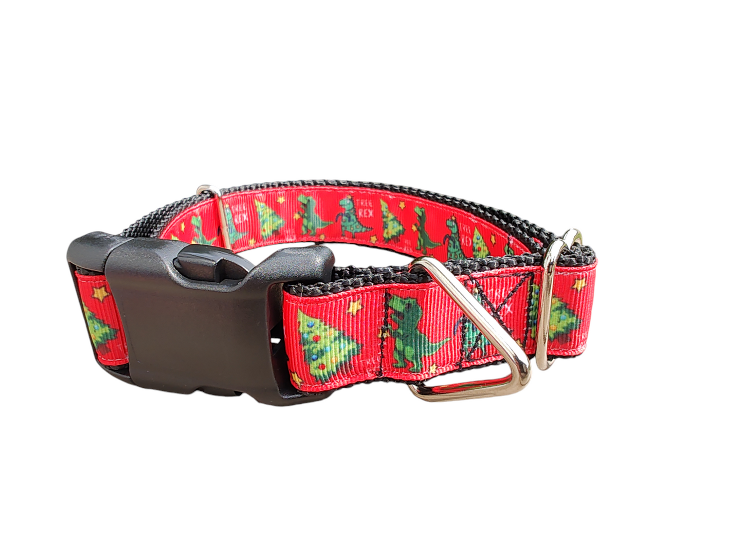 Christmas Tree Rex Nylon Dog Collar