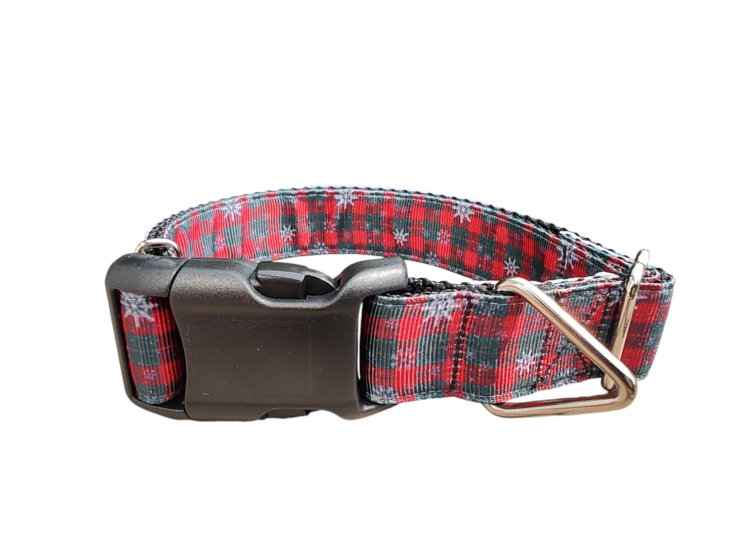 Snowflake Plaid Christmas Nylon Dog Collar