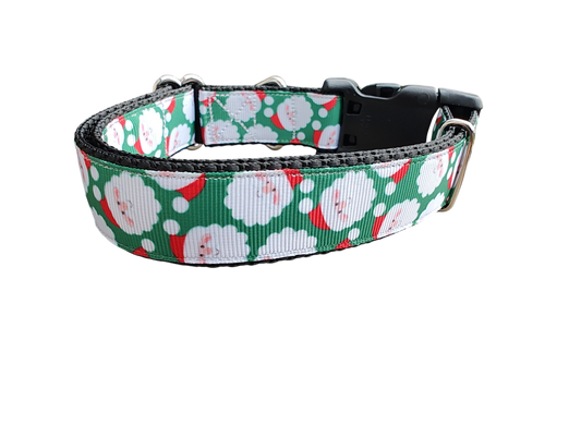 Santa Heads Christmas Nylon Dog Collar