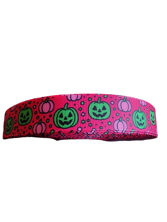 Hot Pink Pumpkins Nylon Dog Collar