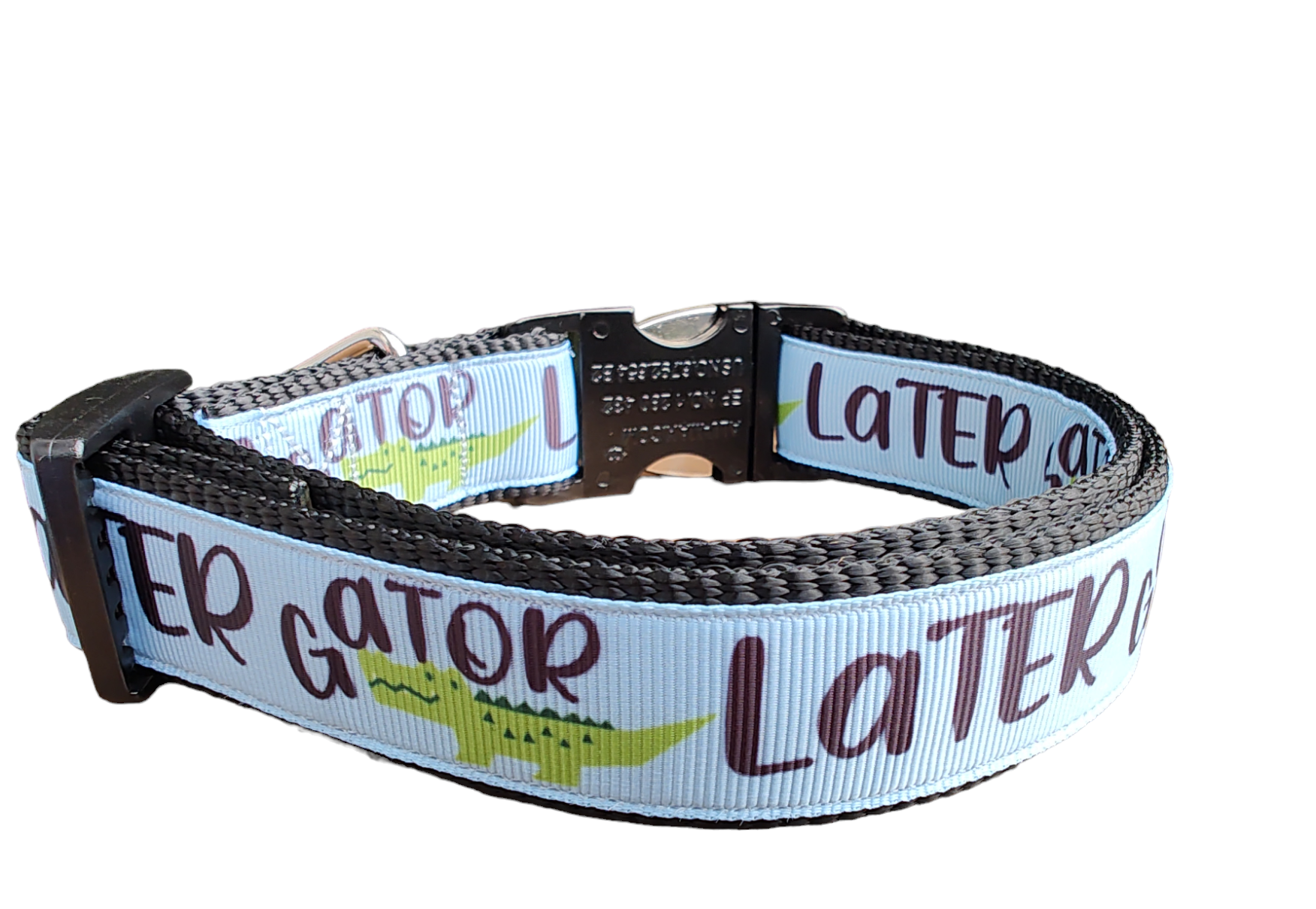 Later Gator Black Nylon Dog Collar MD, LG, XL, Leash - Doot's Pet LLC Collars For A Cause