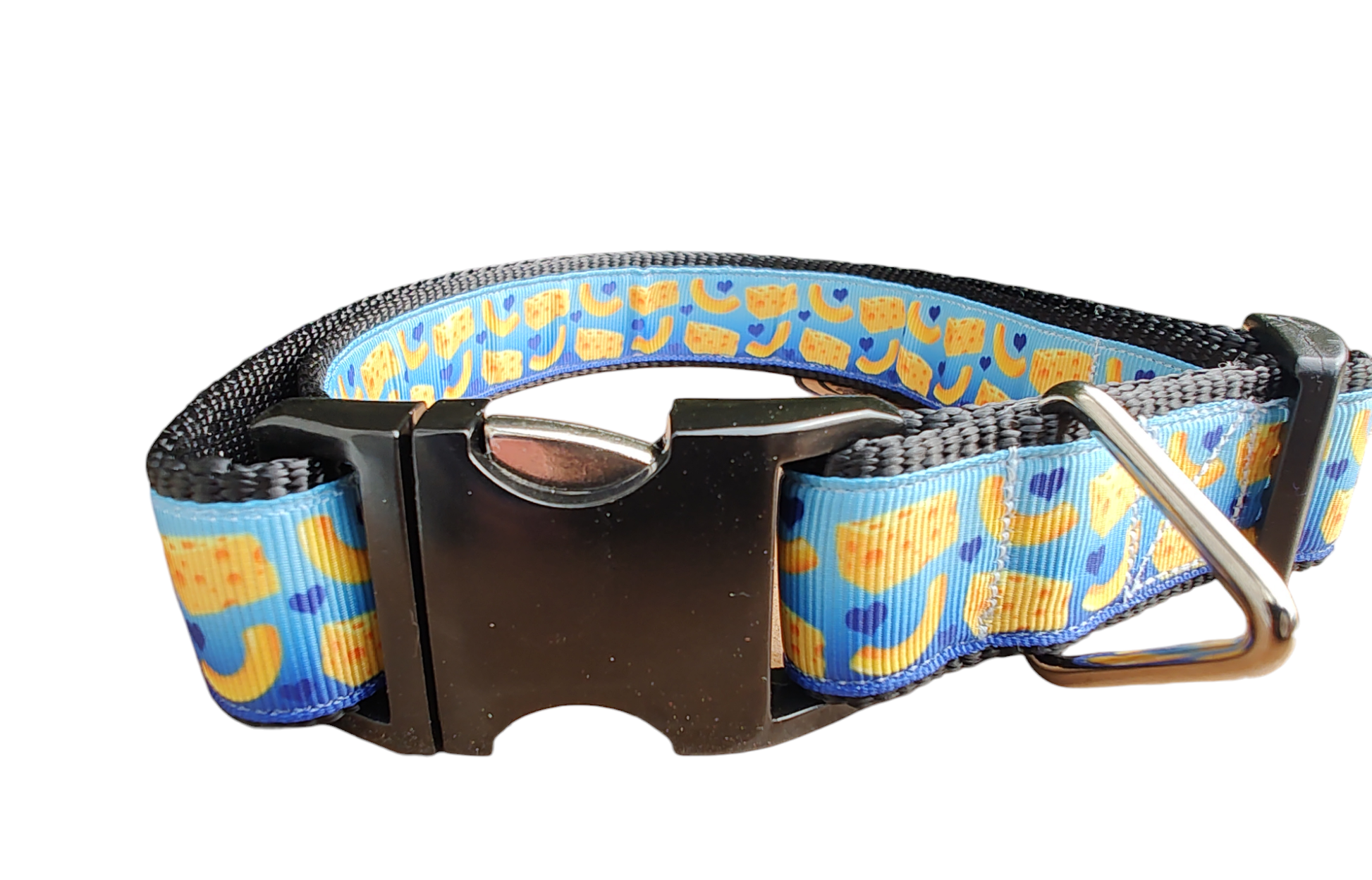 Mac And Cheese Black Nylon Dog Collar MD, LG, XL, Leash - Doot's Pet LLC Collars For A Cause