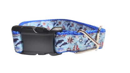 Dolphins at Sea Nylon Dog Collar