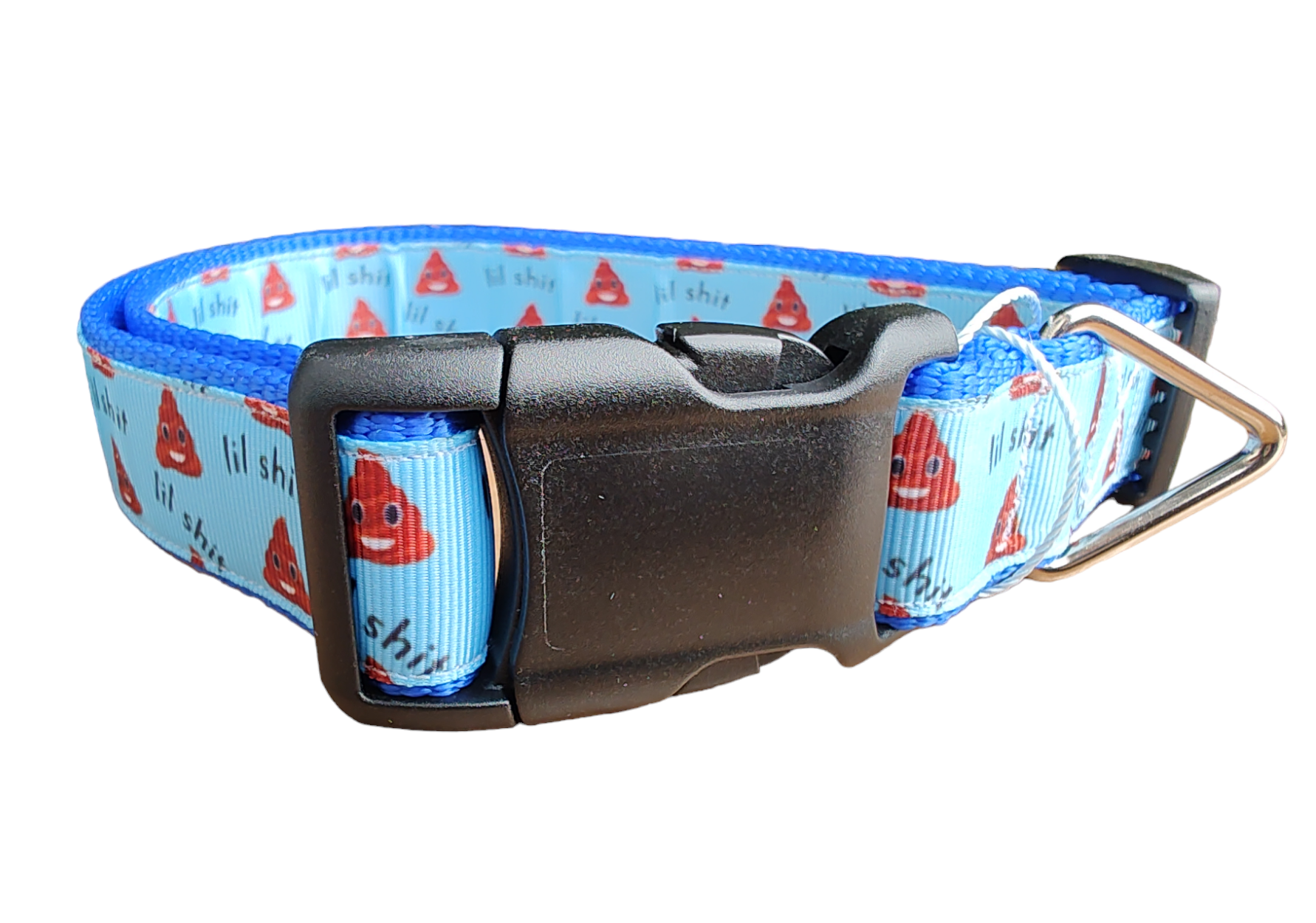 Blue Lil Shit Nylon Dog Collar MD, LG, XL, Leash - Doot's Pet LLC Collars For A Cause