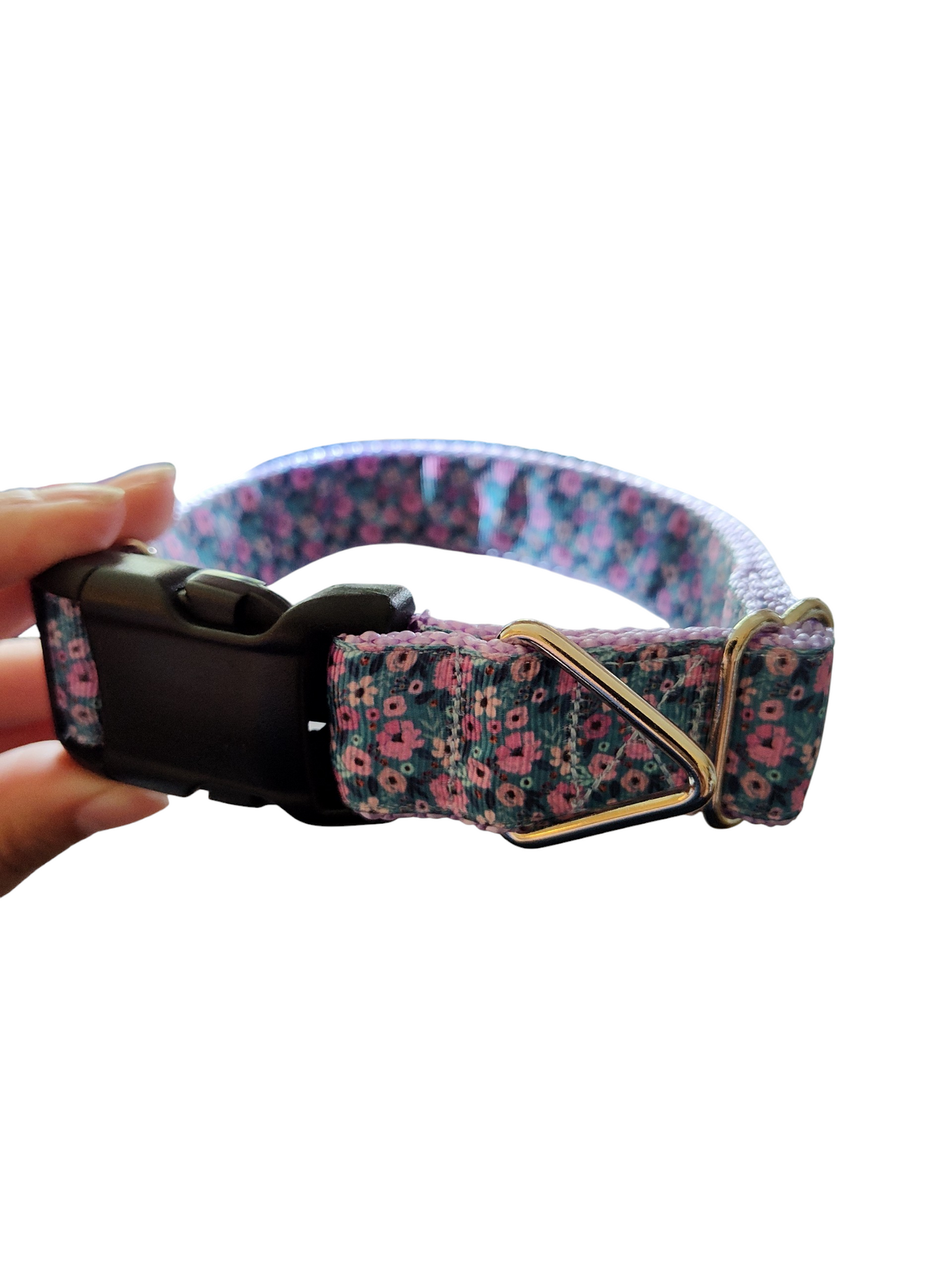Purple Flower Field Nylon Dog Collar