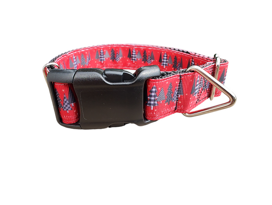 Textured Trees Merry Christmas Nylon Dog Collar