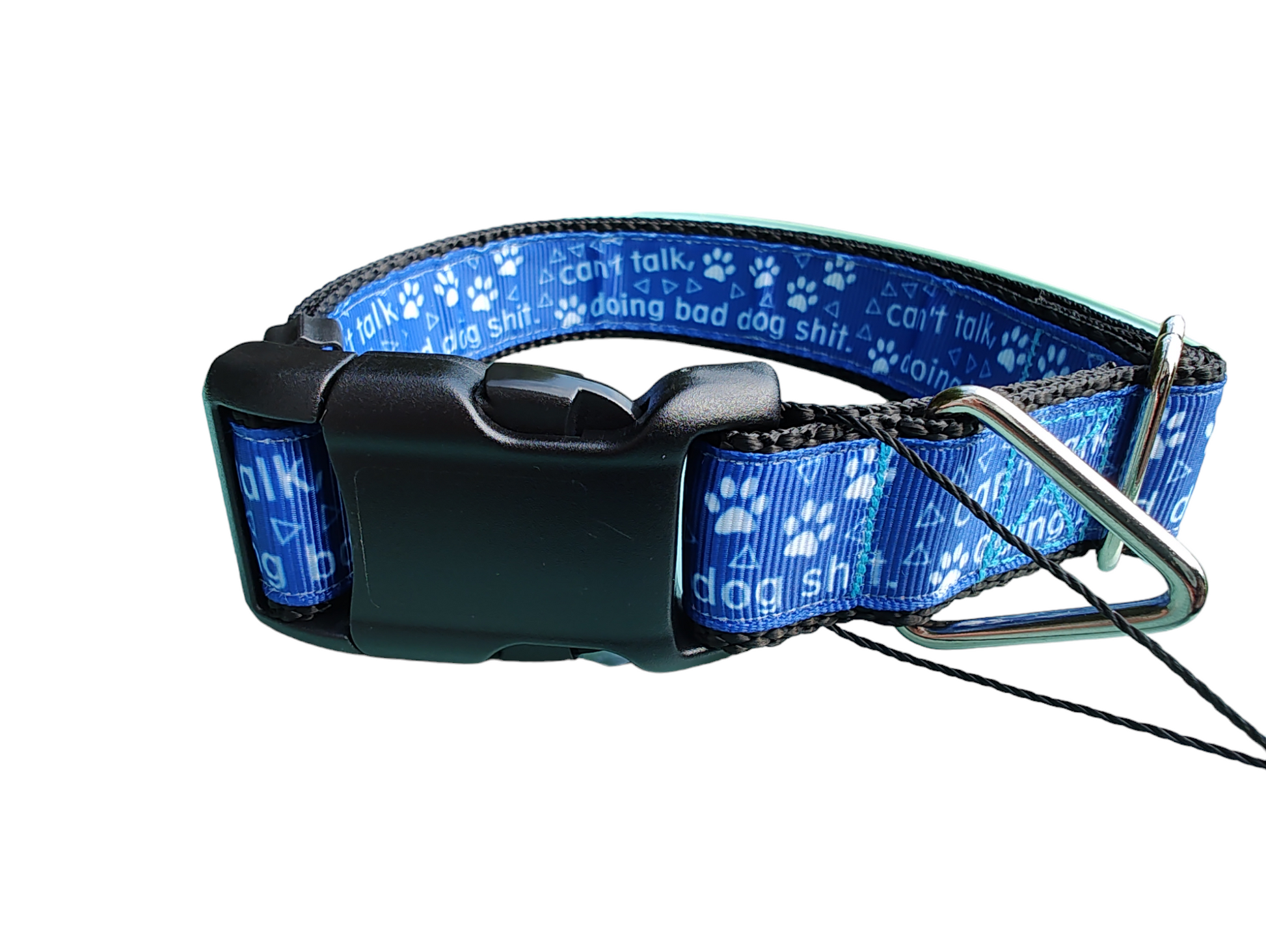 Can't Talk, Doing Bad Dog Shit Black Nylon Dog Collar MD, LG, XL, Leash - Doot's Pet LLC Collars For A Cause