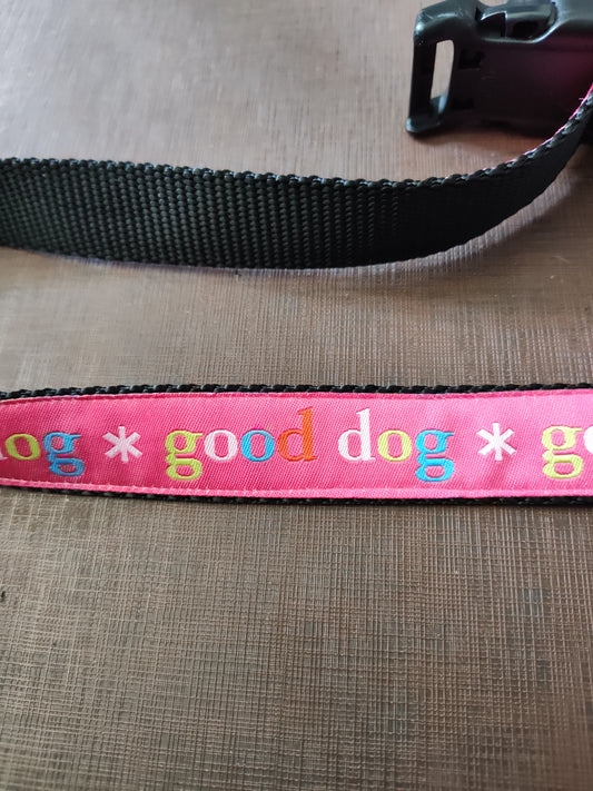 Good Dog Pink Nylon Dog Collar