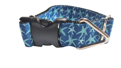 1.5" Wide Blue Starfish Nylon Dog Collar