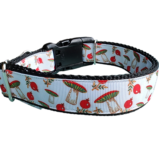 Mushrooms and Berries Nylon Dog Collar - Doot's Pet LLC Collars For A Cause