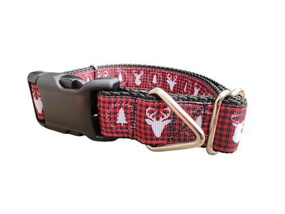 Deer Heads and Trees Nylon Dog Collar