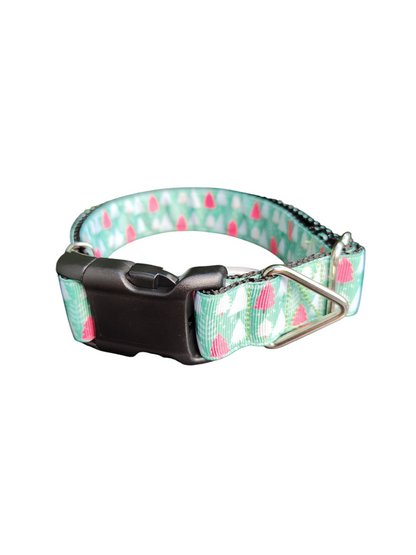 Green and Pink Trees Nylon Dog Collar