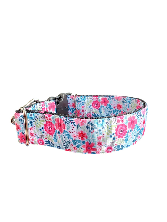 1.5" Wide Bright Floral Nylon Dog Collar