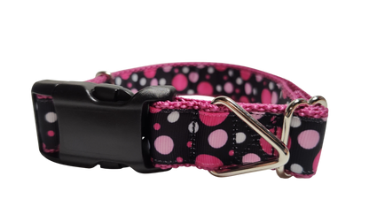 Pink Polka Dots Pattern Nylon Dog Collar