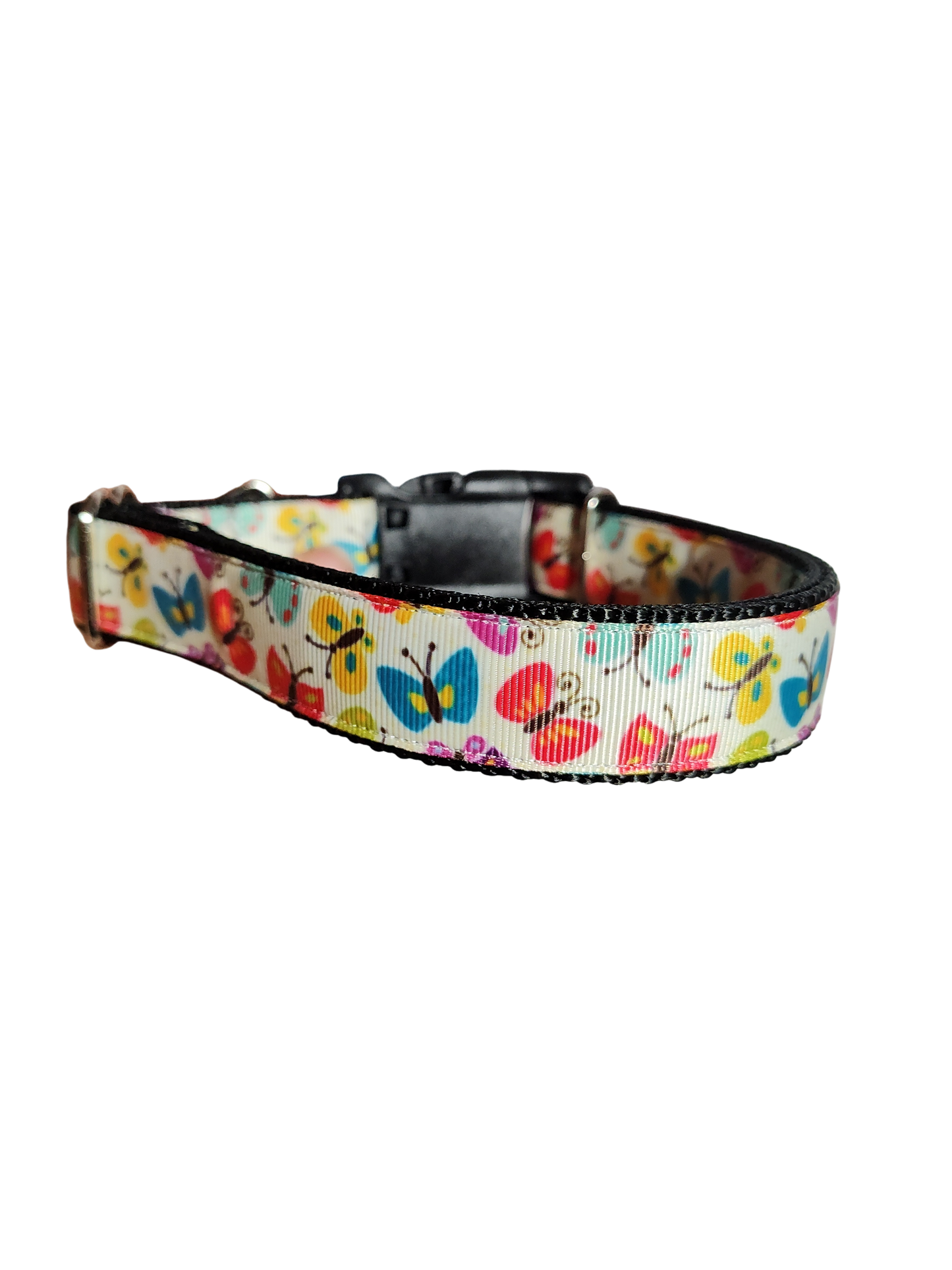 Rainbow Butterflies Nylon Dog Collar