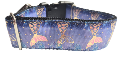 1.5" Wide Purple Mermaid Tail Nylon Dog Collar