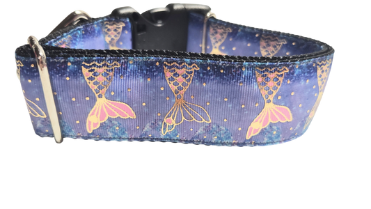 1.5" Wide Purple Mermaid Tail Nylon Dog Collar
