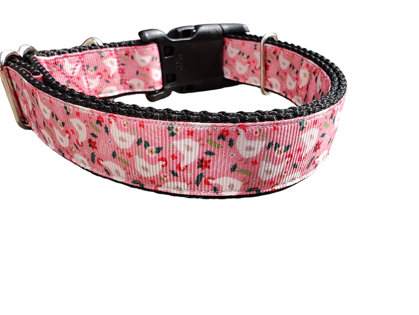 Christmas Chickens Nylon Dog Collar