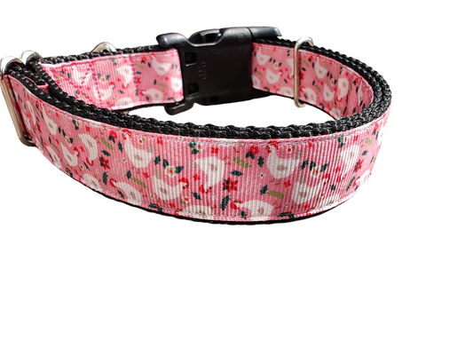 Christmas Chickens Nylon Dog Collar