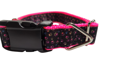 Colorful Pawprints Nylon Dog Collar