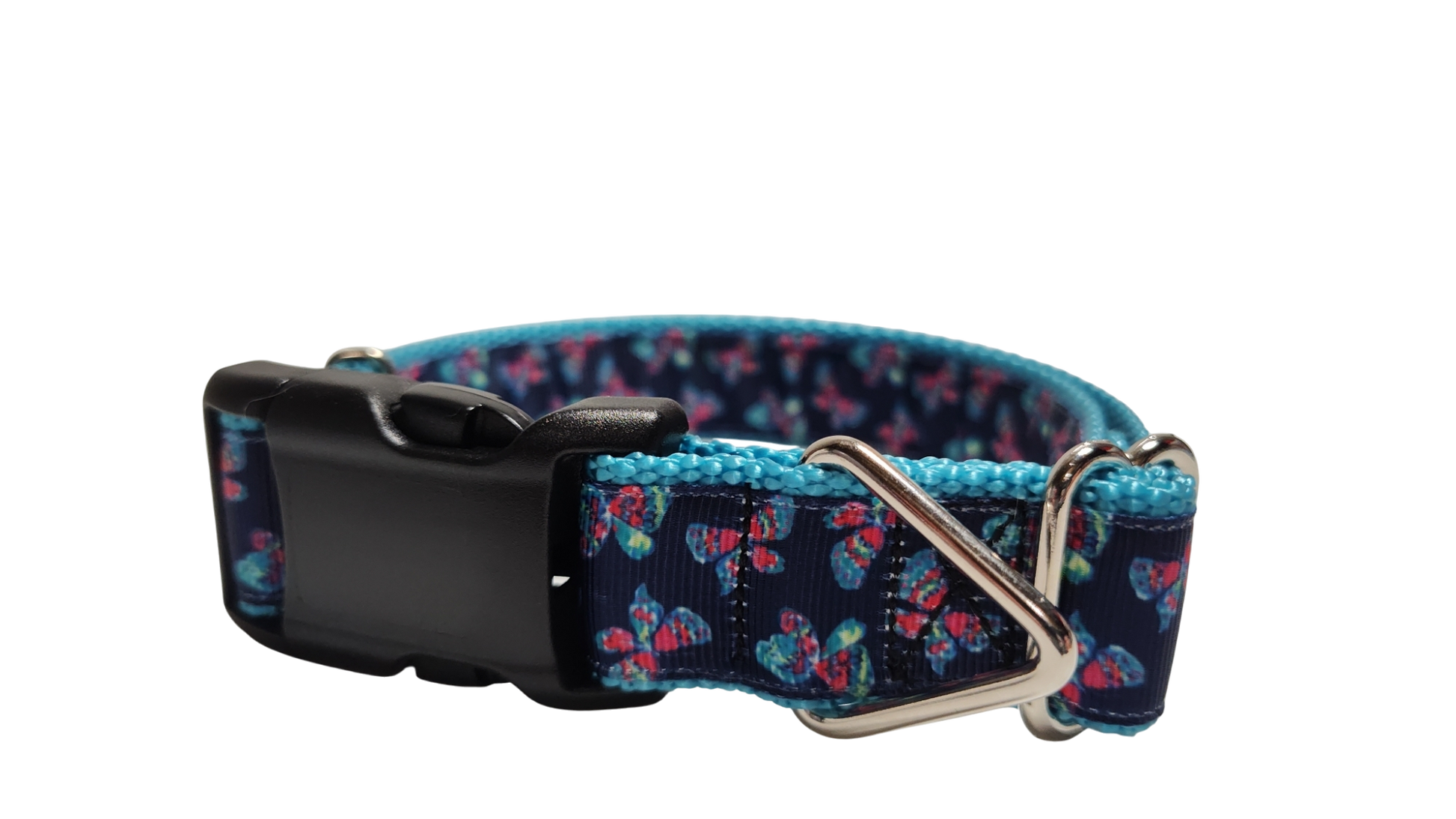 Pink and Blue Butterflies Nylon Dog Collar - Doot's Pet LLC Collars For A Cause