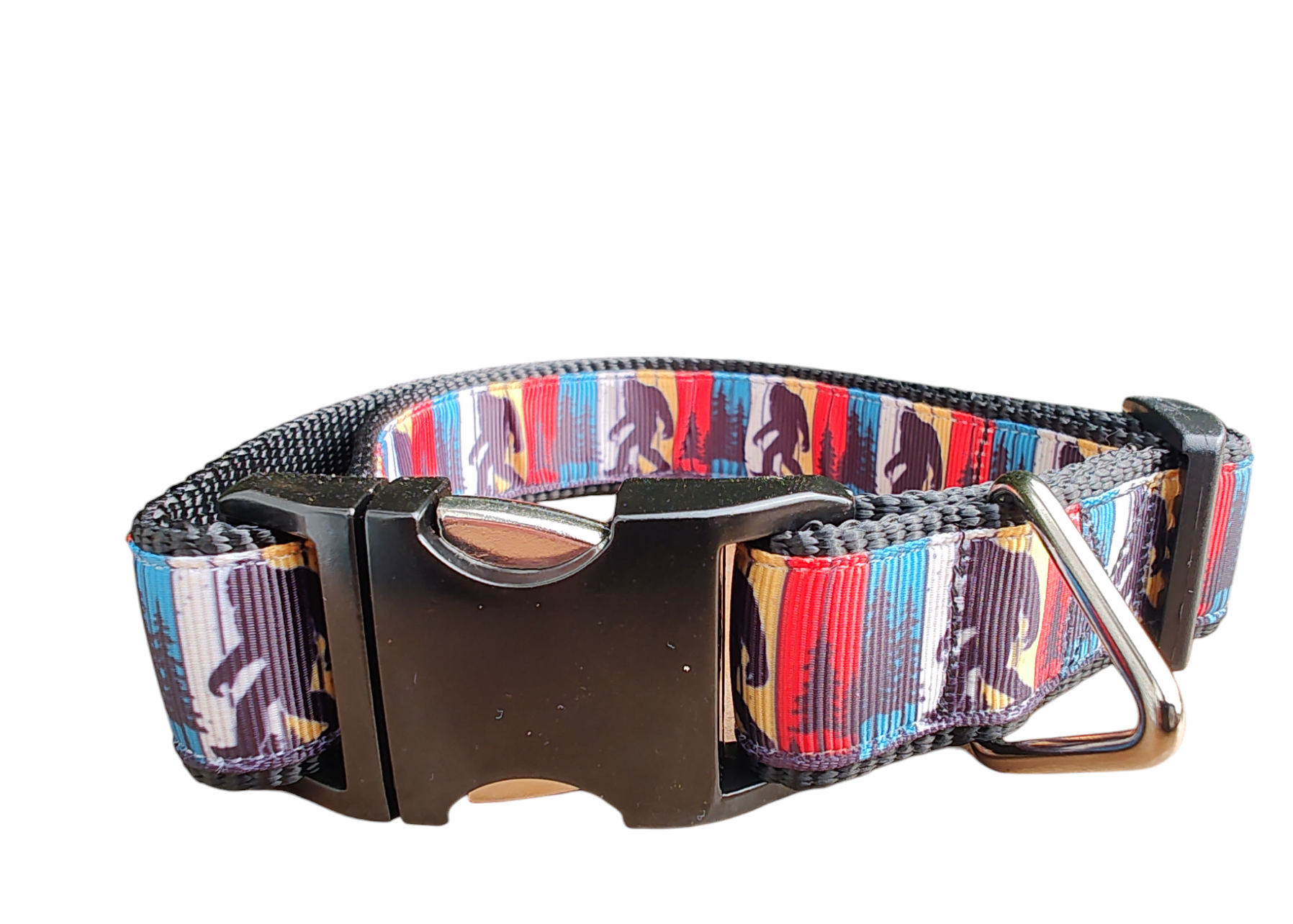 Bigfoot Sasquatch Black Nylon Dog Collar MD, LG, XL, Leash - Doot's Pet LLC Collars For A Cause