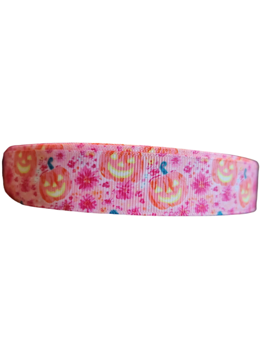 Pink Jack-O-Lanterns Nylon Dog Collar, Leash