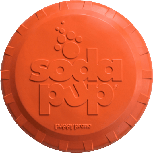Bottle Top Flyer Durable Rubber Retrieving Frisbee - Orange - Doot's Pet LLC Collars For A Cause