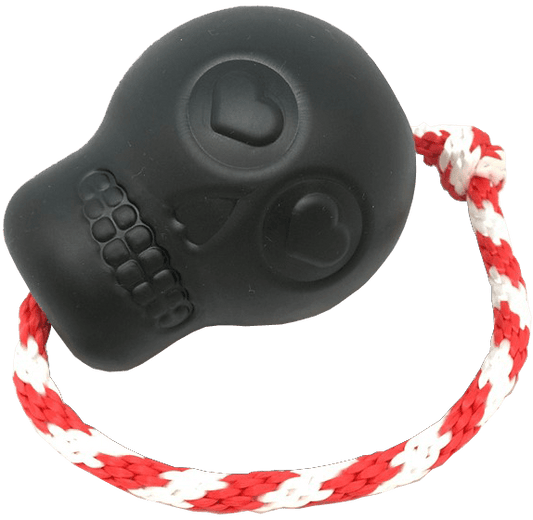 USA-K9 Magnum Skull Durable Rubber Chew Toy, Treat Dispenser, Reward Toy, Tug Toy, and Retrieving Toy - Black Magnum - Doot's Pet LLC Collars For A Cause