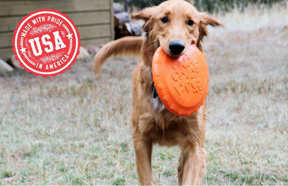 Bottle Top Flyer Durable Rubber Retrieving Frisbee - Orange - Doot's Pet LLC Collars For A Cause