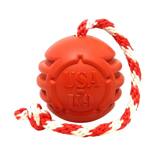 USA-K9 Stars and Stripes Ultra-Durable Durable Rubber Chew Toy, Reward Toy, Tug Toy, and Retrieving Toy - Red - Doot's Pet LLC Collars For A Cause