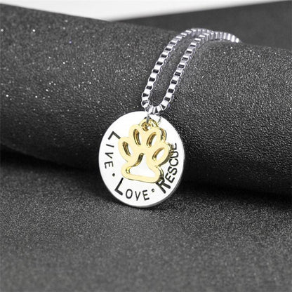 Round Dog Paw Tag Short Necklace