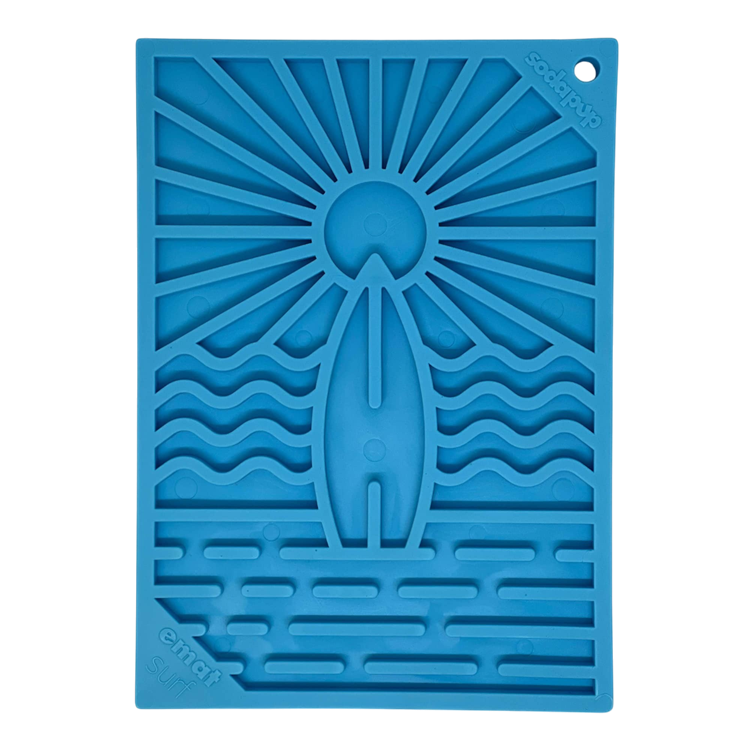 Surf's Up eMat - Small Lickmat for Dogs and Cats | Beach-Themed Design | SodaPup - Doot's Pet LLC Collars For A Cause