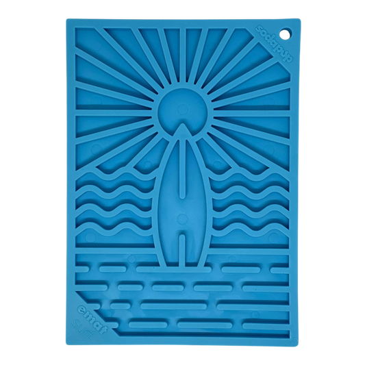 Surf's Up eMat - Small Lickmat for Dogs and Cats | Beach-Themed Design | SodaPup - Doot's Pet LLC Collars For A Cause