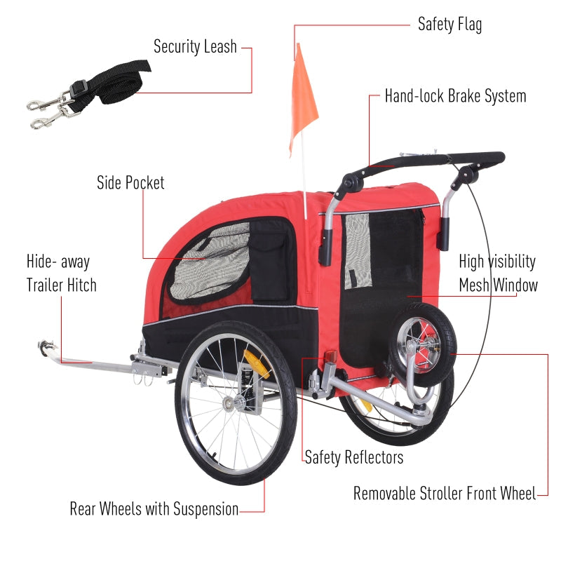 Pet Dog Bicycle Trailer Jogger with Suspension