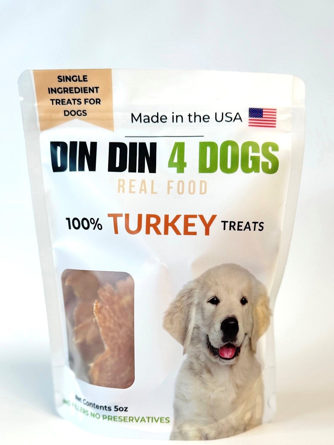 100% Turkey Dog Treats, 5 Ounce Bag, Single Ingredient, High Protein - Doot's Pet LLC Collars For A Cause