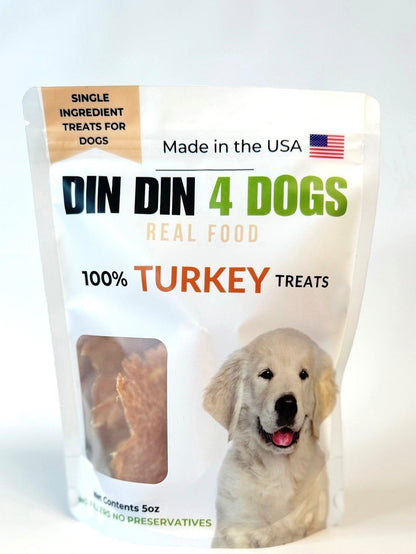 100% Turkey Dog Treats, 5 Ounce Bag, Single Ingredient, High Protein - Doot's Pet LLC Collars For A Cause